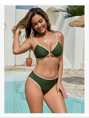 NWT Shekini U-Ring Army Green Bikini - M